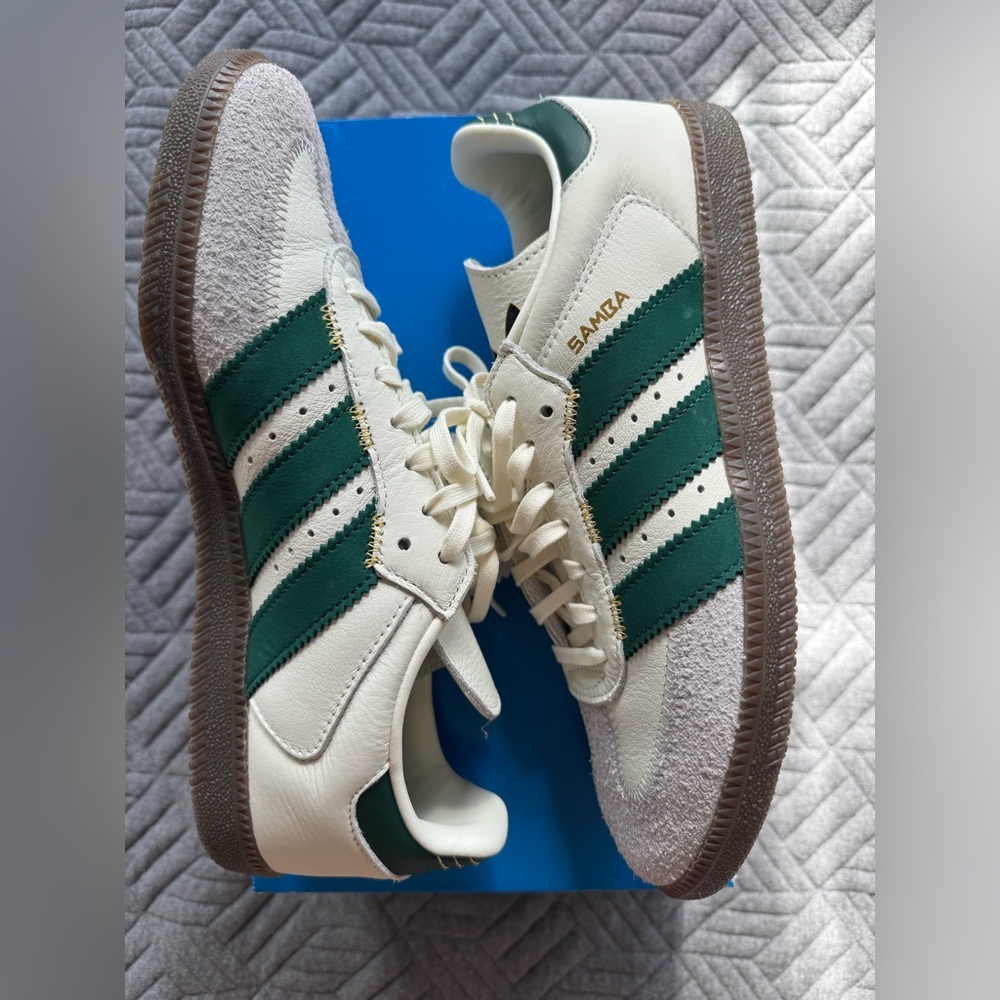 RARE adidas Originals Samba OG Ivory Collegiate Green Gold Metallic sneakers - Picture 3 of 8